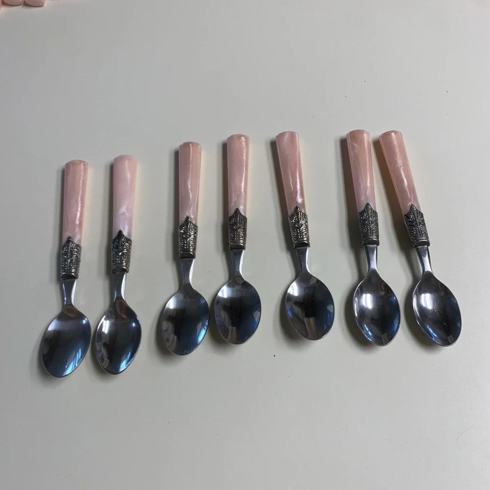 Vintage Gilbson Pink Pearl Roseland Pearlescent Kitchen Flatware Set of 35